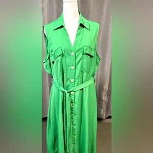 Vibrant Green Button-Up Dress
